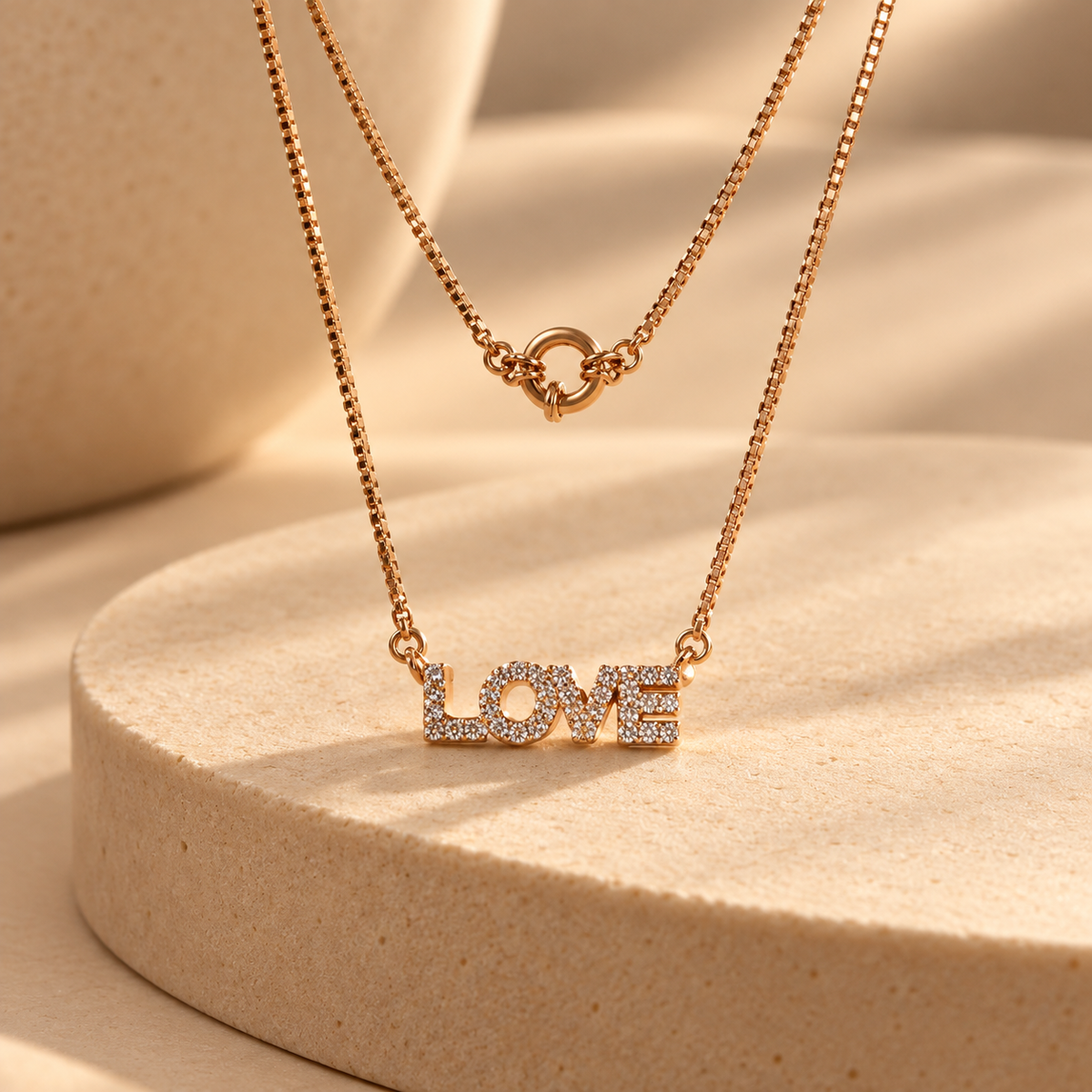 925 Silver Moissanite LOVE Letter Pendant Chain