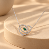 Green Quartz Moissanite Heart Pendant Chain