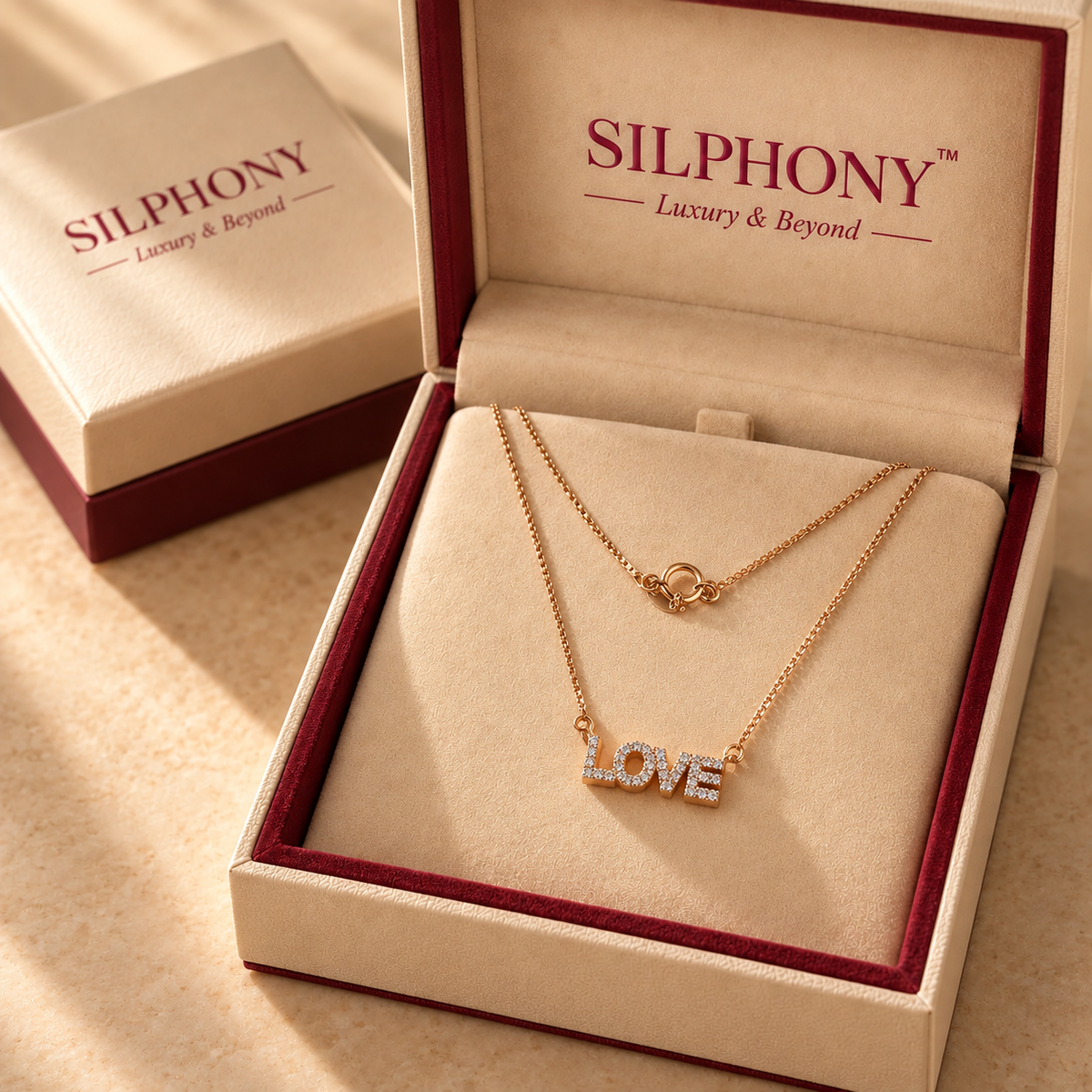 925 Silver Moissanite LOVE Letter Pendant Chain