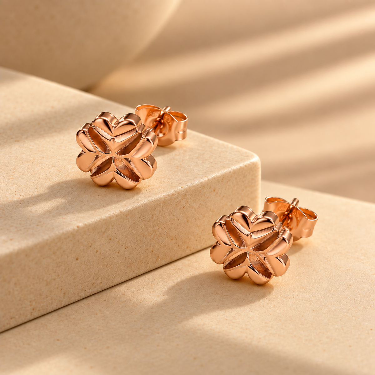 925 Silver Four Leaf Clover Moissanite Stud Earrings
