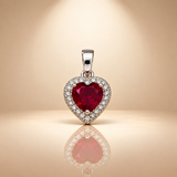 925 Silver Red Heart Moissanite Pendant