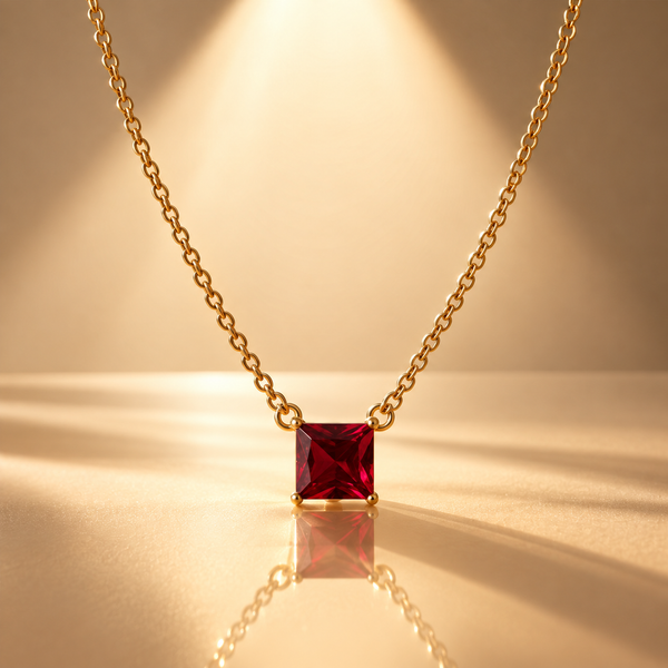Red Quartz Square Chain Pendant