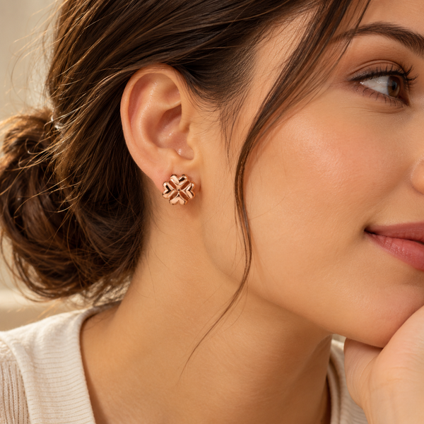 925 Silver Four Leaf Clover Moissanite Stud Earrings