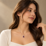 925 Silver Red Heart Moissanite Pendant