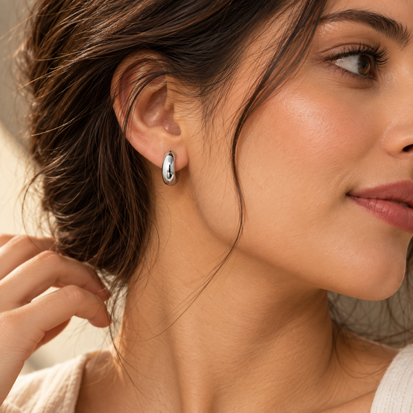925 Silver Moissanite Screw Back Hoop Earrings