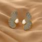 Pearl Wing Petal Enamel Stud Earrings