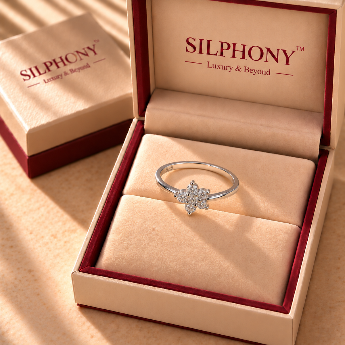 925 Silver Moissanite Floral Cluster Ring