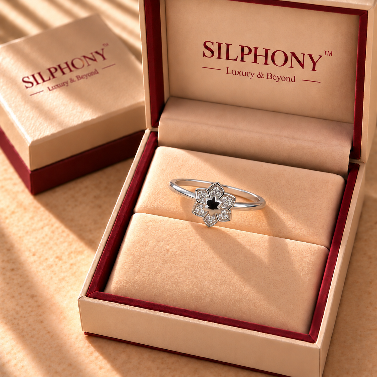 925 Silver Moissanite Flower Ring for Women
