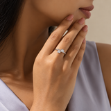 925 Silver Twin Heart Moissanite Ring