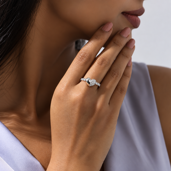 925 Silver Moissanite Heart Ring For Women