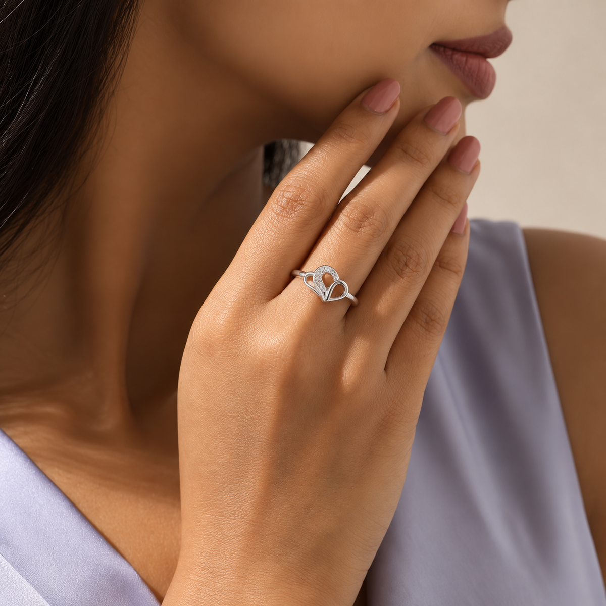 925 Sterling Silver Moissanite Heart Ring