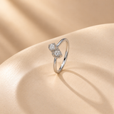925 Silver Twin Heart Moissanite Ring