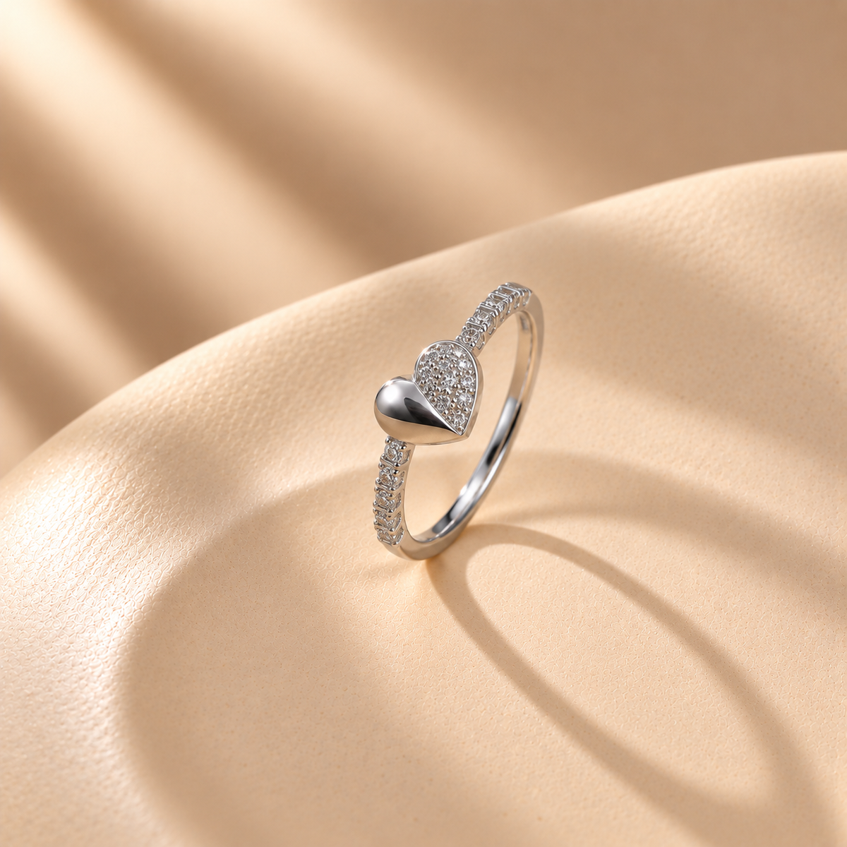 925 Silver Moissanite Heart Ring For Women