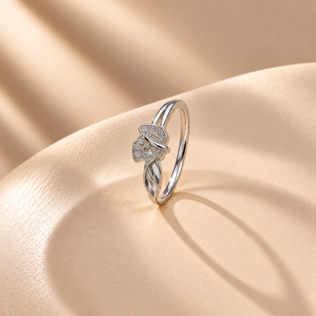 925 Silver Moissanite Leaf Cluster Ring