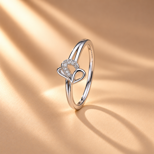 925 Sterling Silver Moissanite Heart Ring