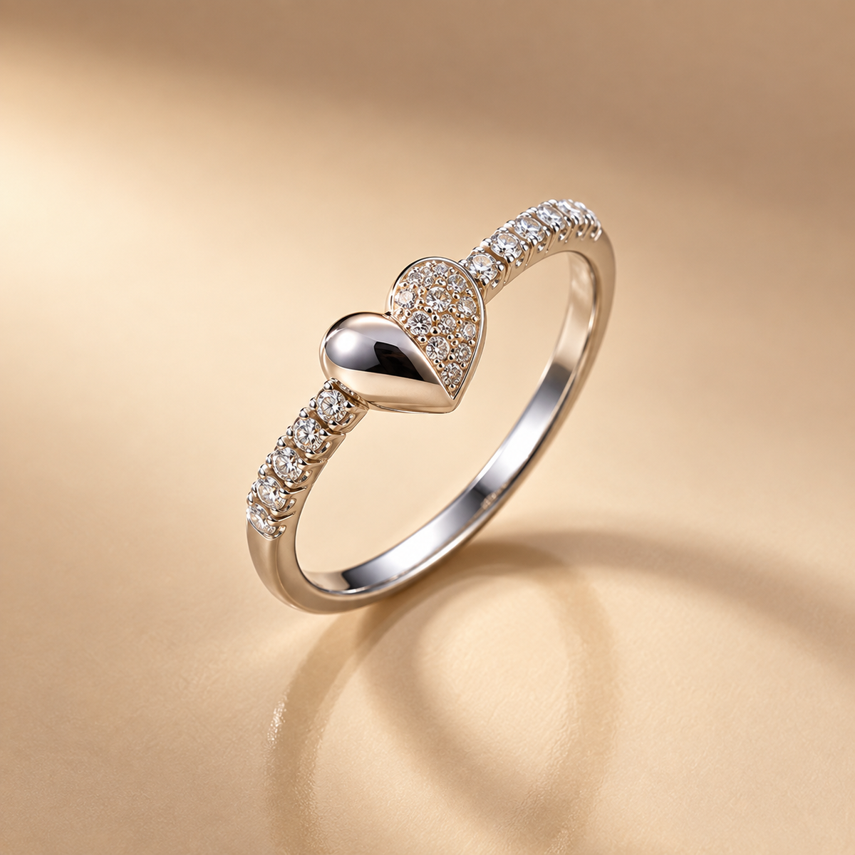 925 Silver Moissanite Heart Ring For Women