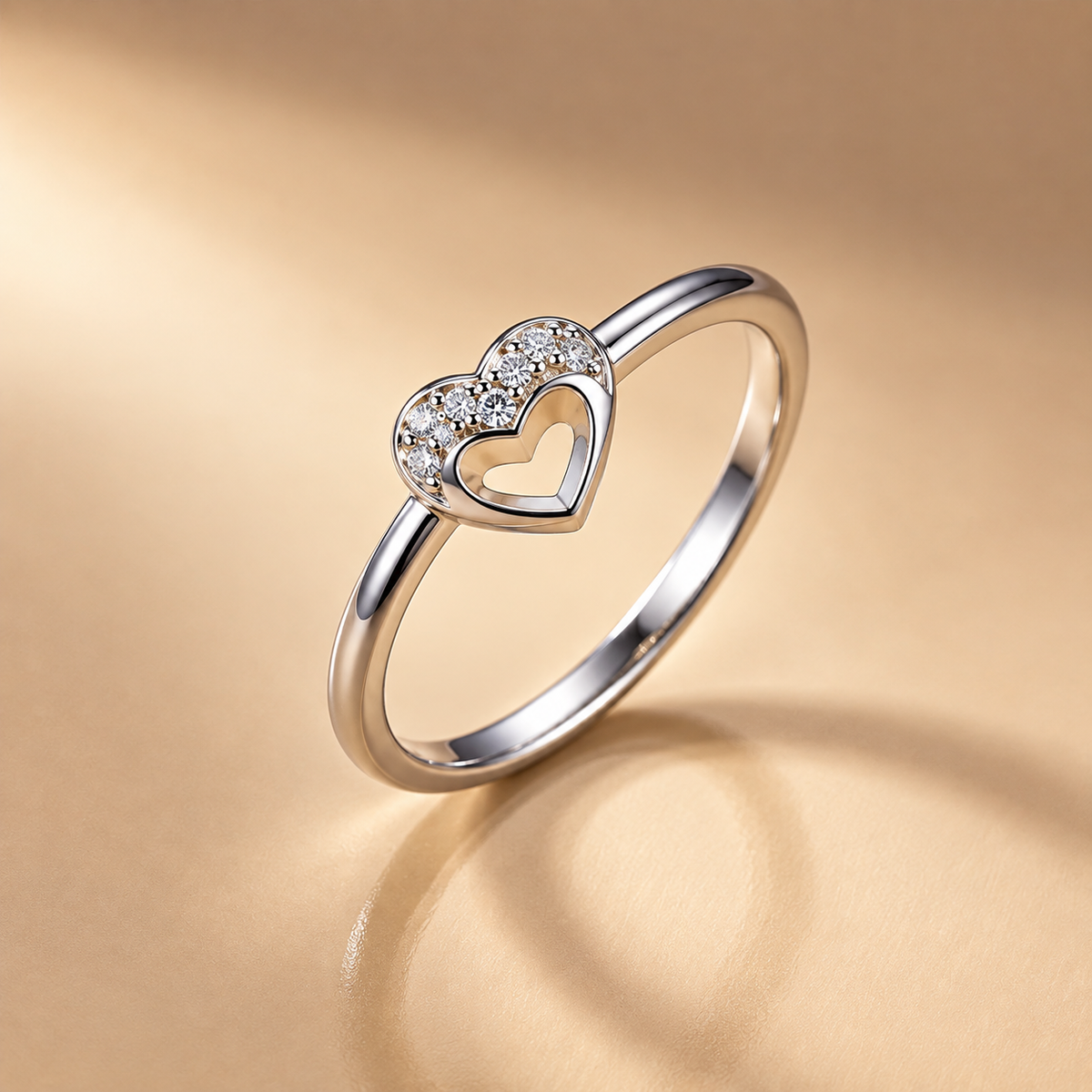 925 Sterling Silver Heart Moissanite Engagement Ring