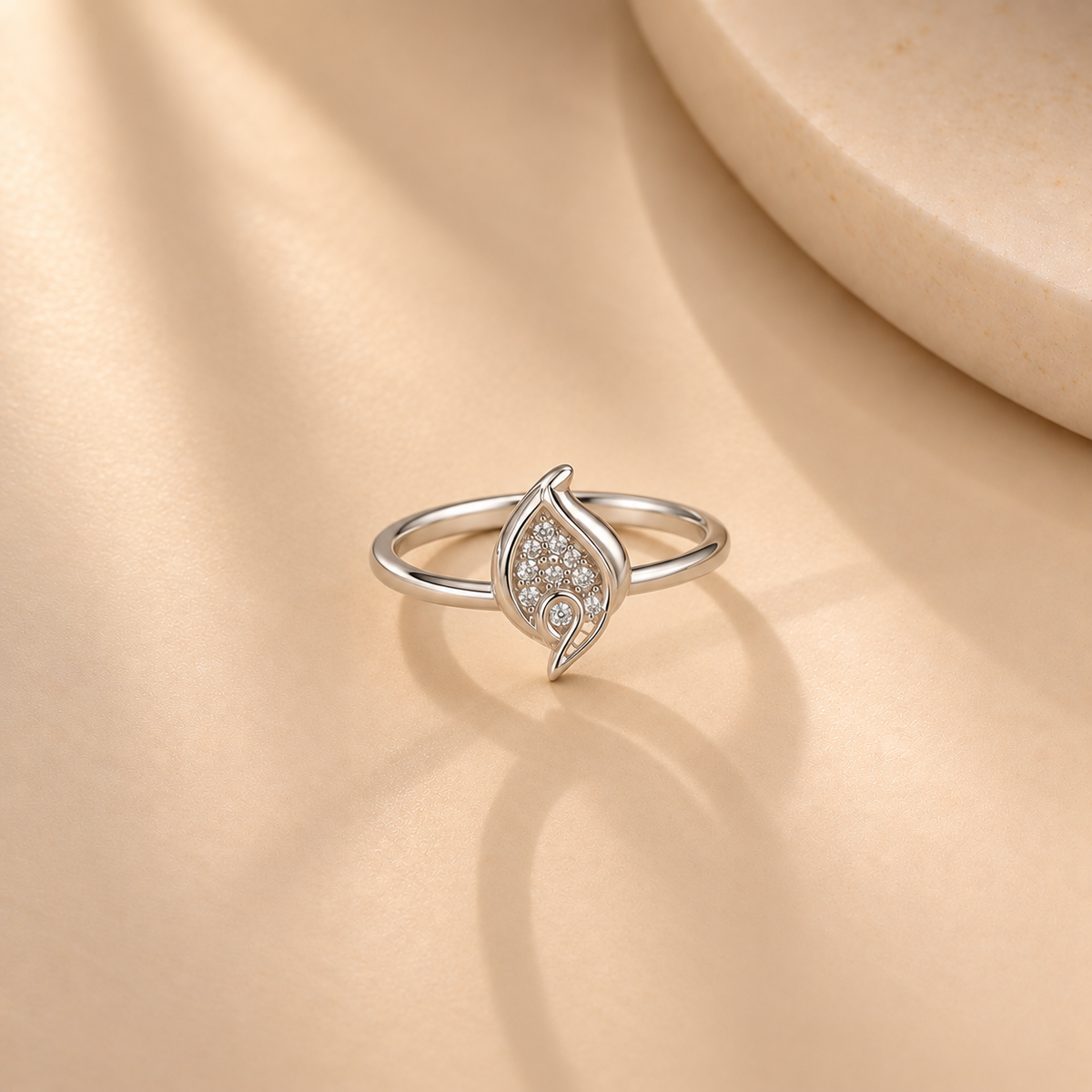 925 Silver Moissanite Leaf Ring for Women