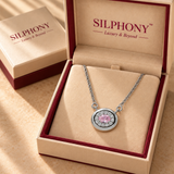 Pink Quartz Moissanite Halo Pendant Chain