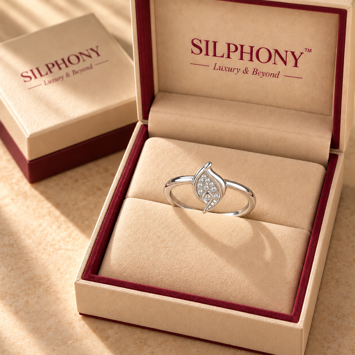 925 Silver Moissanite Leaf Ring for Women