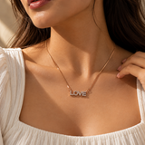 925 Silver Moissanite LOVE Letter Pendant Chain