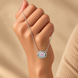 Pink Quartz Moissanite Halo Pendant Chain