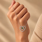 Green Quartz Moissanite Heart Pendant Chain