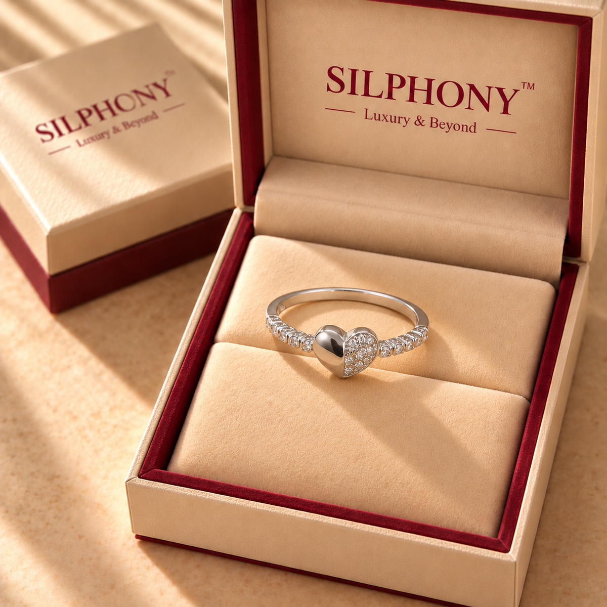 925 Silver Moissanite Heart Ring For Women