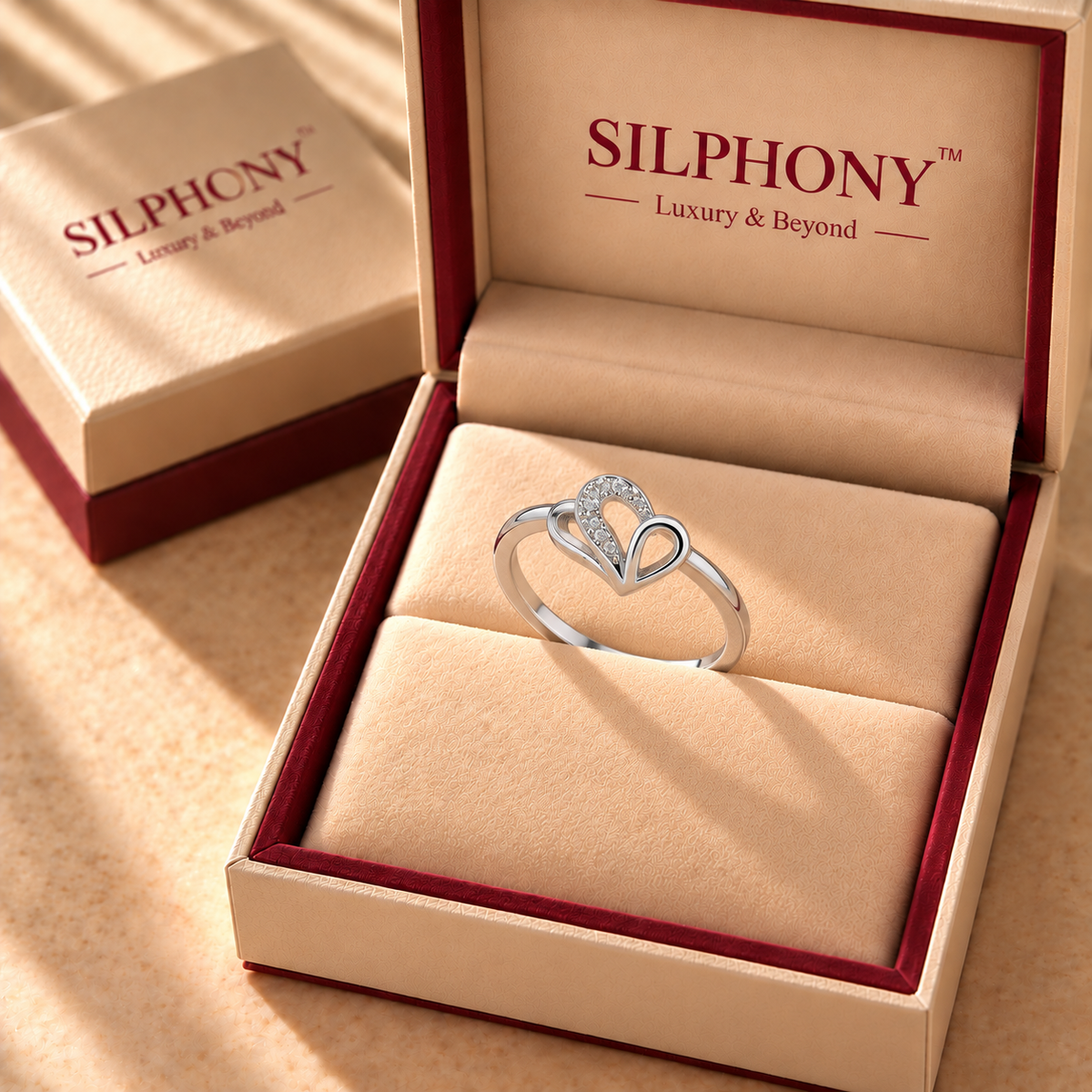 925 Sterling Silver Moissanite Heart Ring