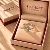 925 Silver Heart Lock Key Moissanite Ring
