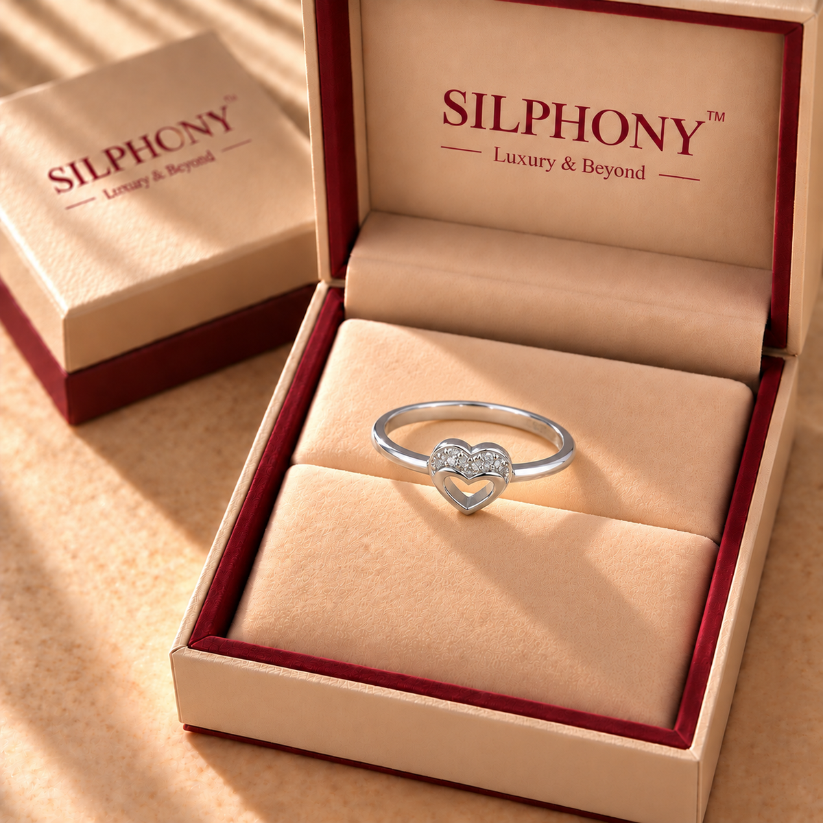 925 Sterling Silver Heart Moissanite Engagement Ring