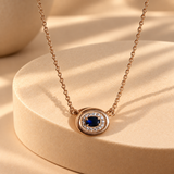 925 Silver Blue Oval Quartz Chain Pendant