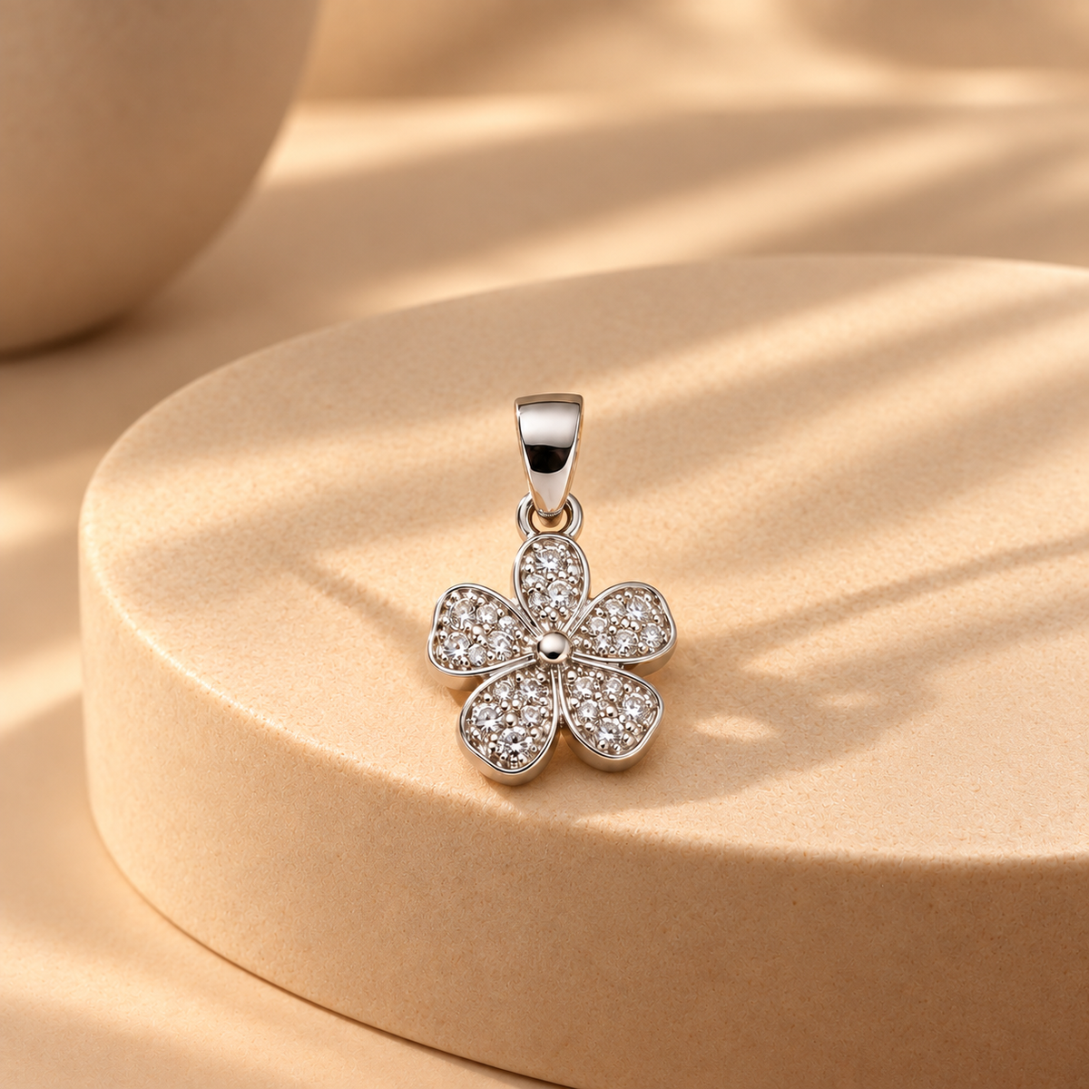 925 Sterling Silver Moissanite Flower Pendant