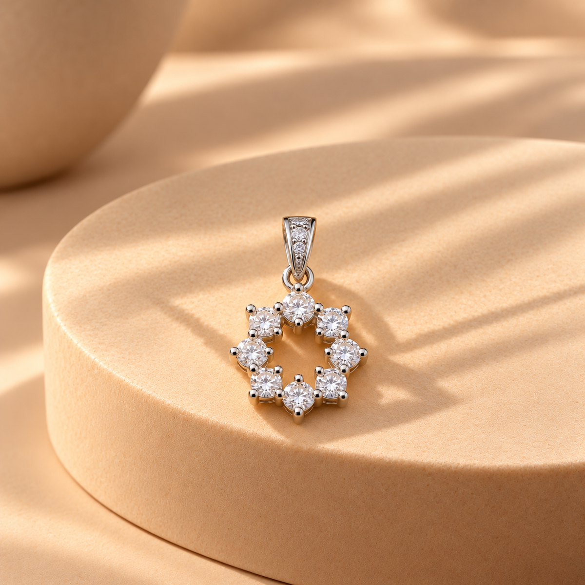 925 Sterling Silver Moissanite Floral Pendant for Women