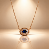925 Silver Blue Oval Quartz Chain Pendant
