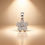 925 Sterling Silver Moissanite Flower Pendant