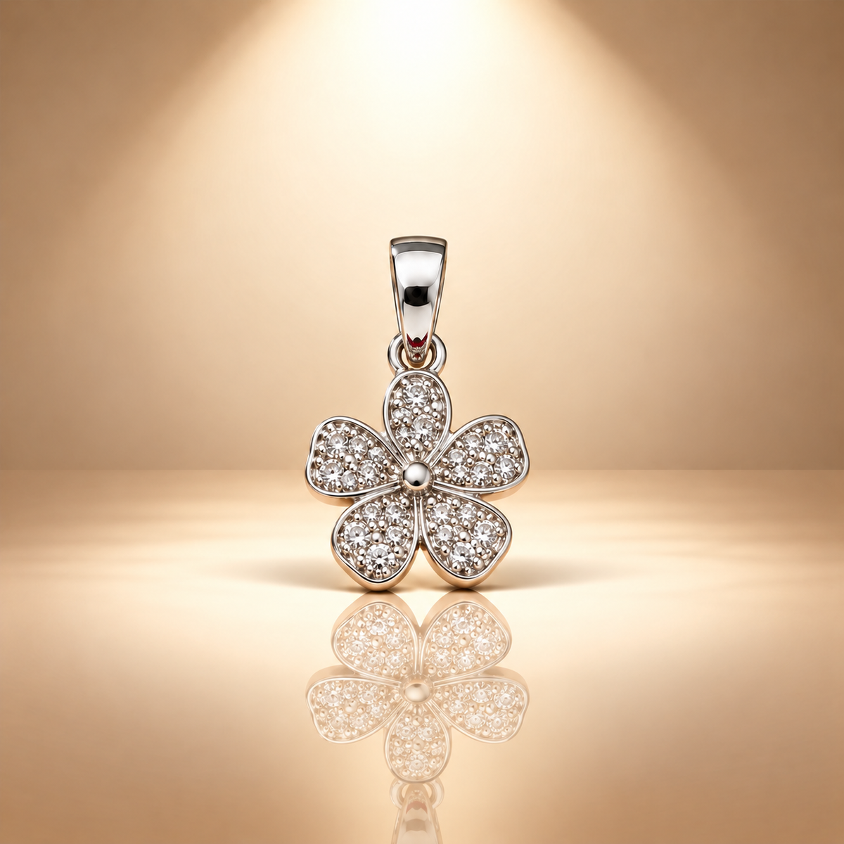 925 Sterling Silver Moissanite Flower Pendant