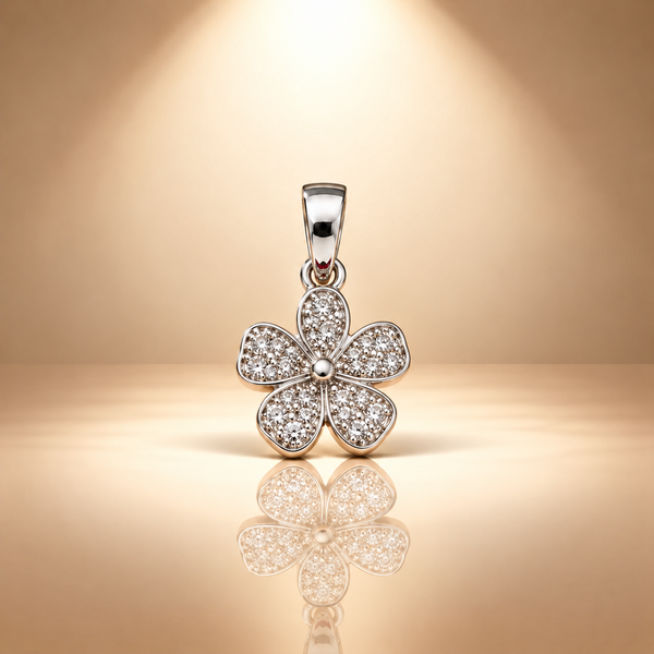 925 Sterling Silver Moissanite Flower Pendant