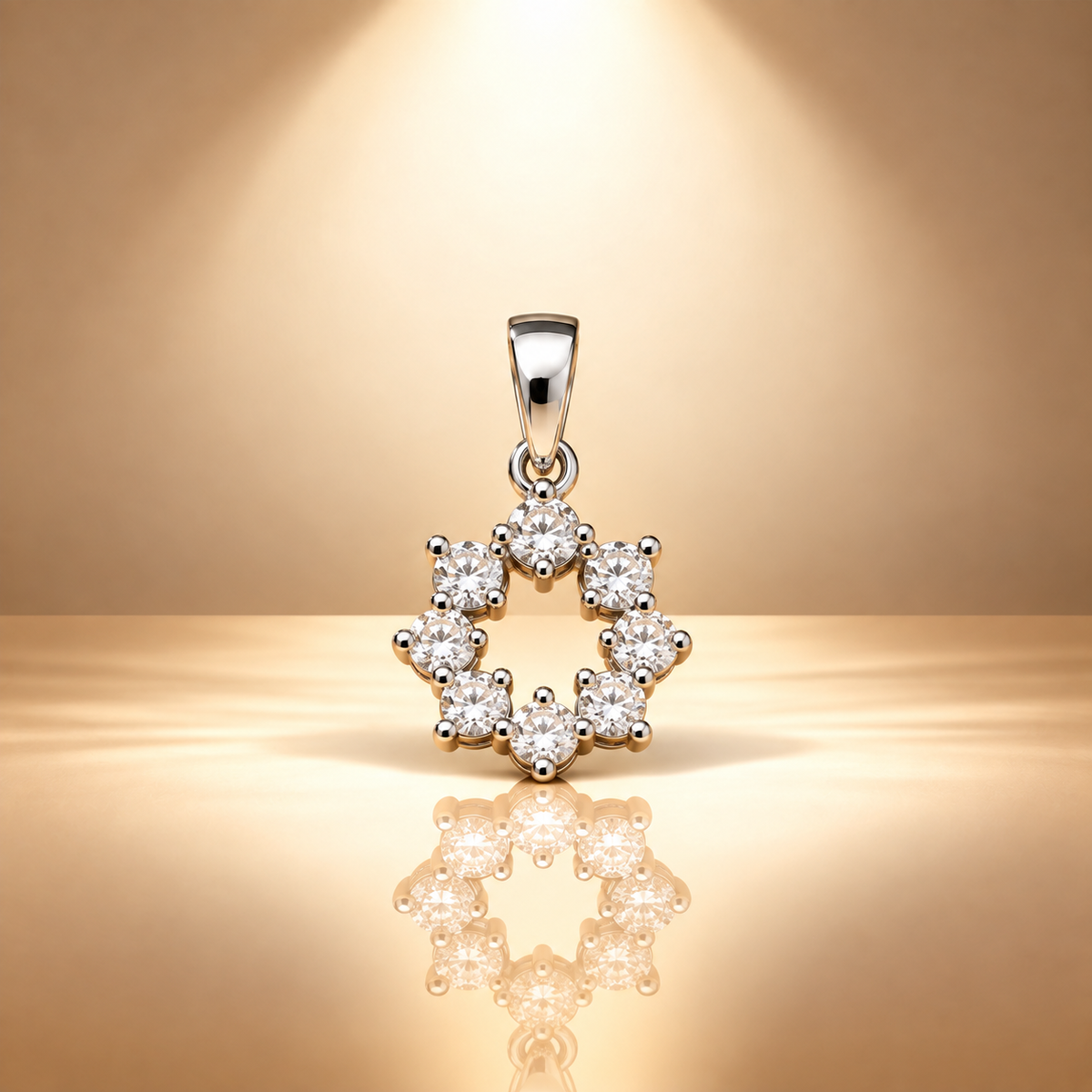 925 Sterling Silver Moissanite Floral Pendant for Women
