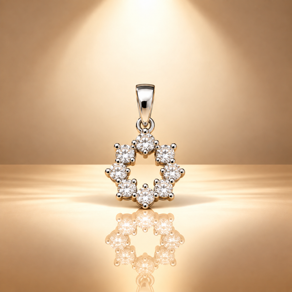 925 Sterling Silver Moissanite Floral Pendant for Women