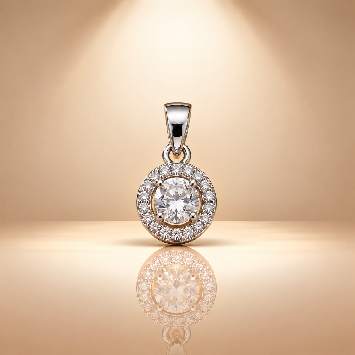 925 Silver Moissanite Halo Solitaire Pendant