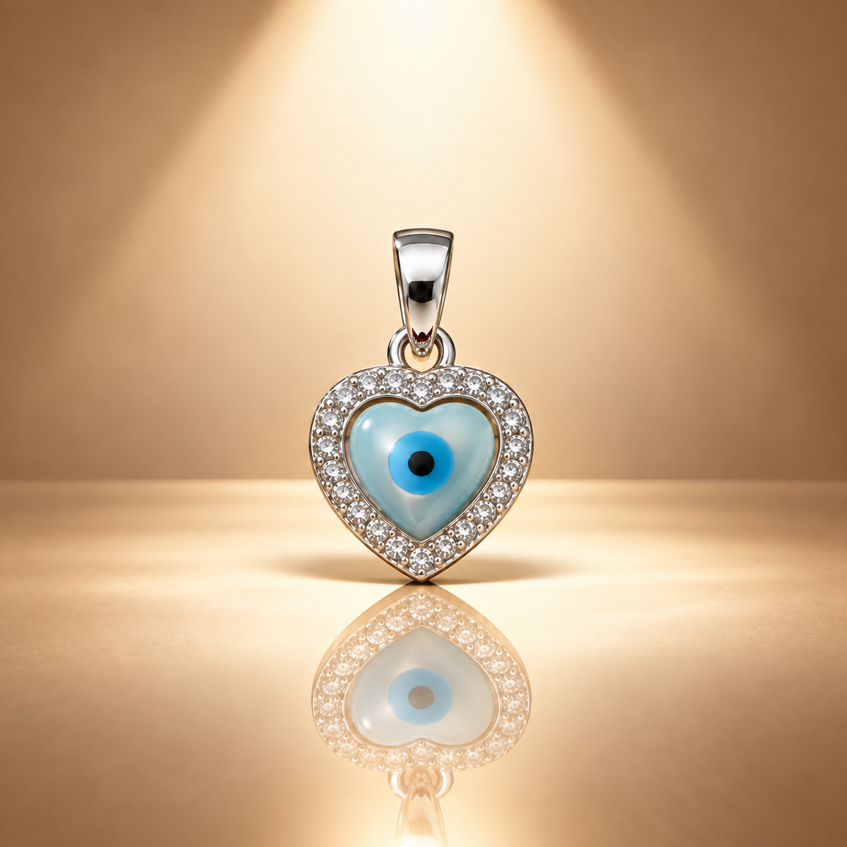 925 Silver Heart Evil Eye Moissanite Pendant