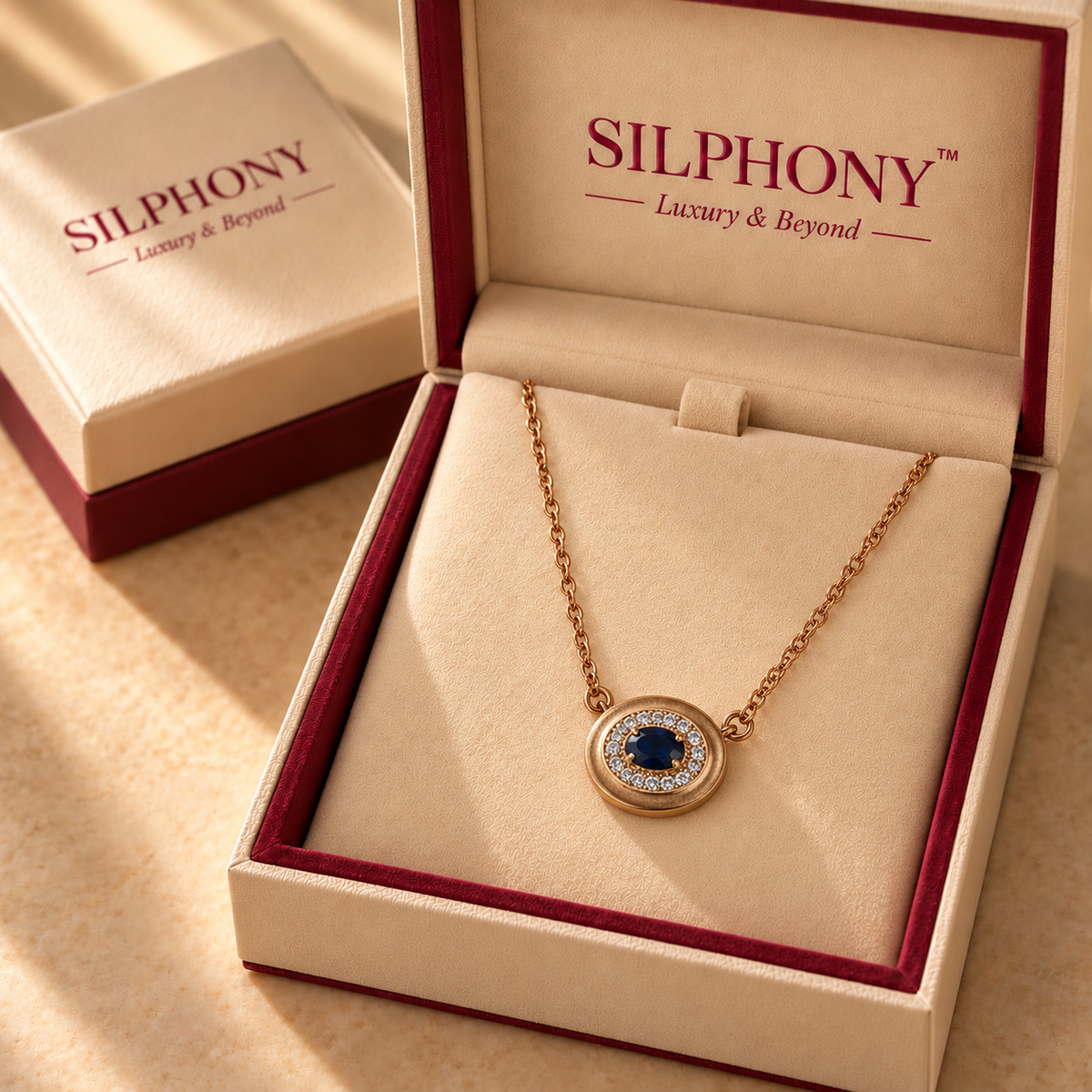 925 Silver Blue Oval Quartz Chain Pendant