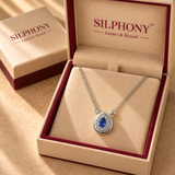 925 Silver Blue Teardrop Pendant Chain