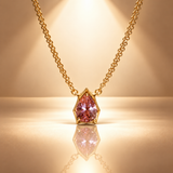 925 Sterling Silver Pink Quartz Teardrop Chain Pendant