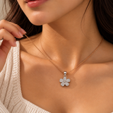 925 Sterling Silver Moissanite Flower Pendant