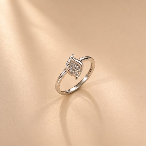 925 Silver Moissanite Leaf Ring for Women
