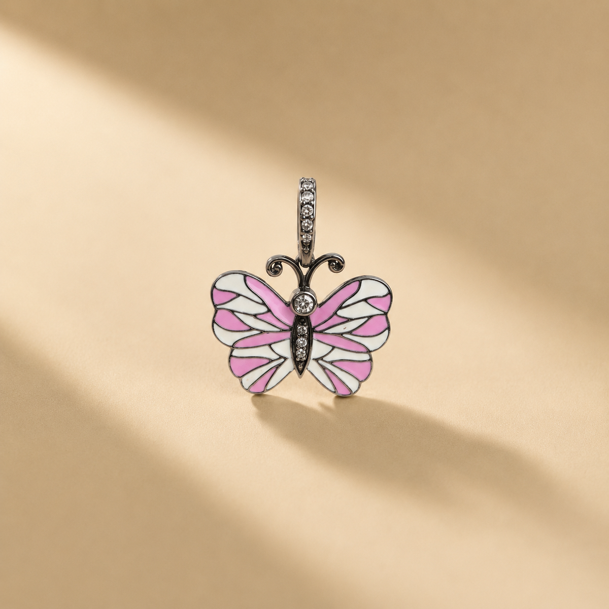 0.15 Ct Natural Diamond with 925 Silver Butterfly Pendant