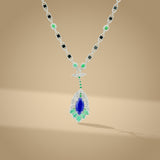 3.8 Ct Natural Diamond & 925 Silver Tanzanite Necklace