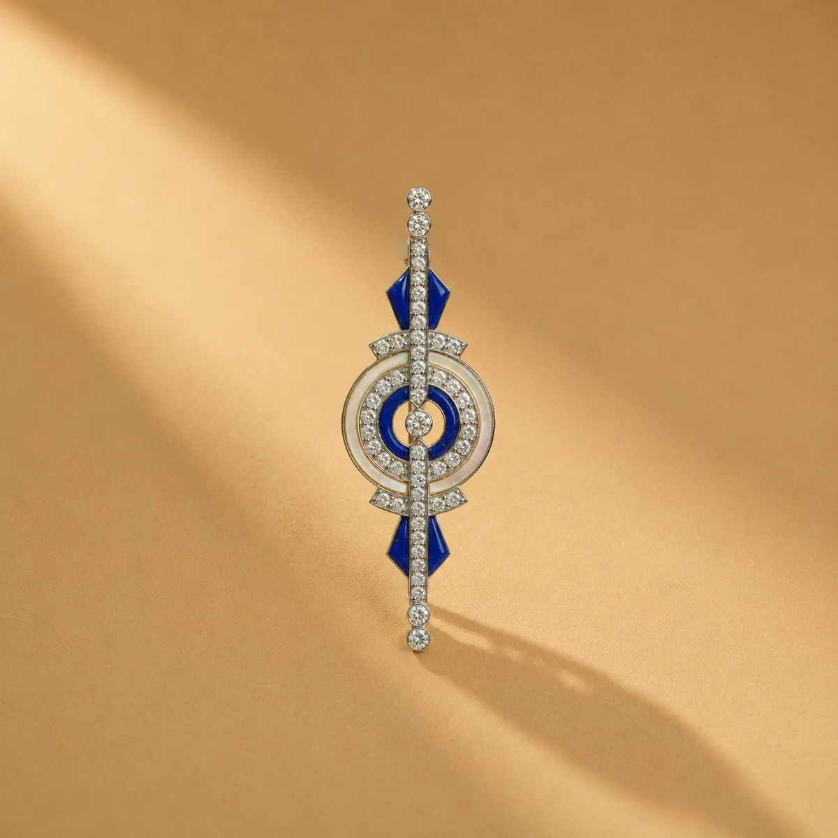 2.63 Ct Natural Diamond & 925 Silver with Blue Accents Statement Brooch